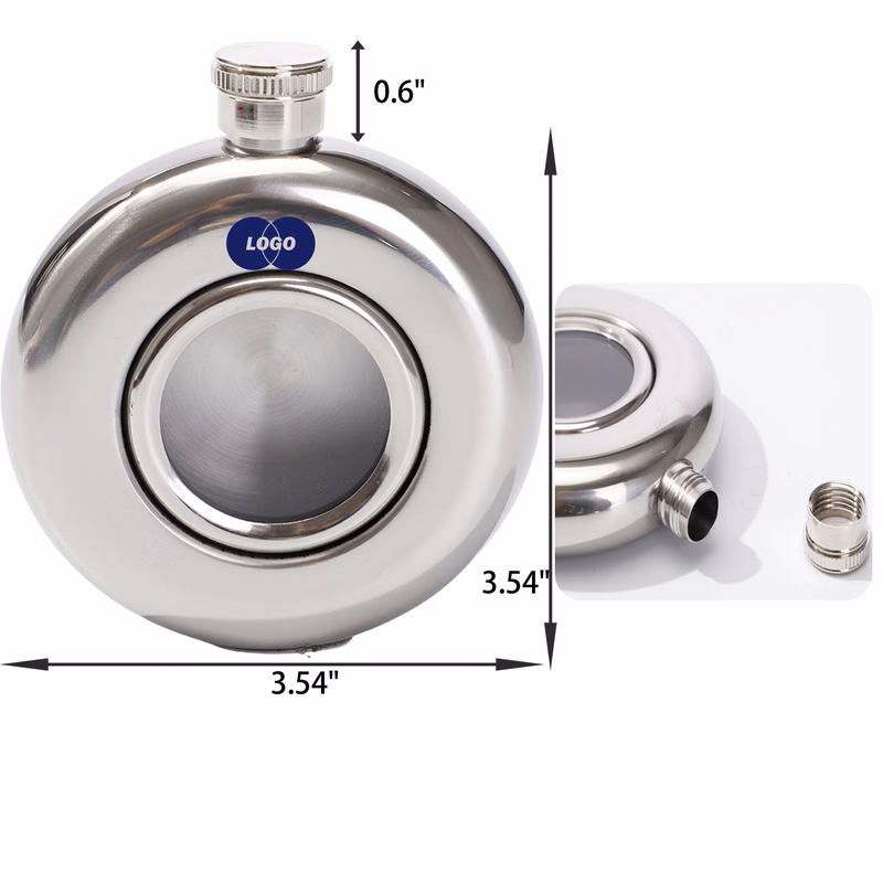 MOQ 30 PCS Sturdy 5 OZ Round Stainless Steel Hip Flask