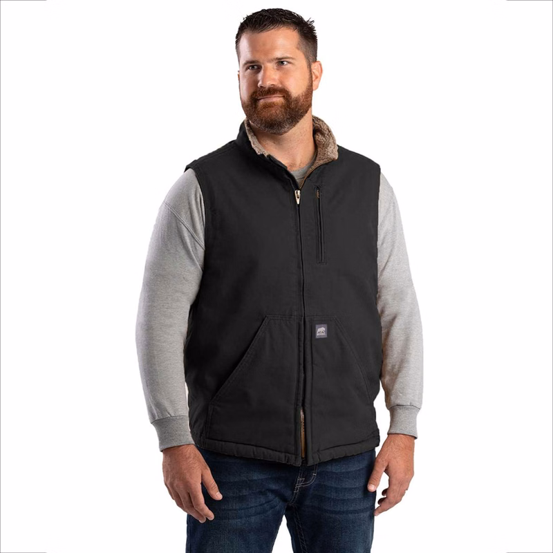 BERNE® Men's Heartland Sherpa-Lined Washed Duck Vest