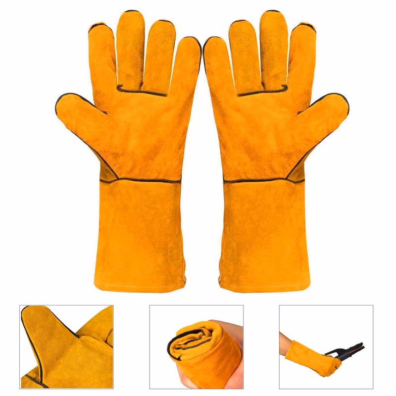 Cow Leather Welding Gloves,Stick Welder Heat Fire Resistant