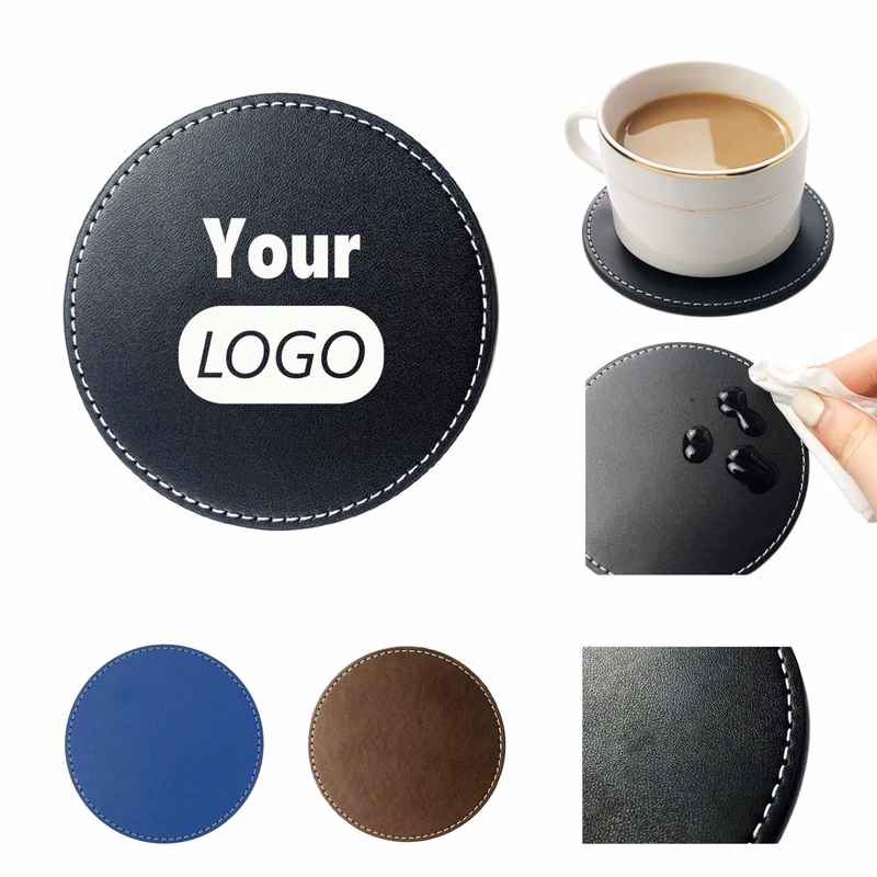 PU Leather Insulated Restaurant Bar Mat Coaster MOQ 50