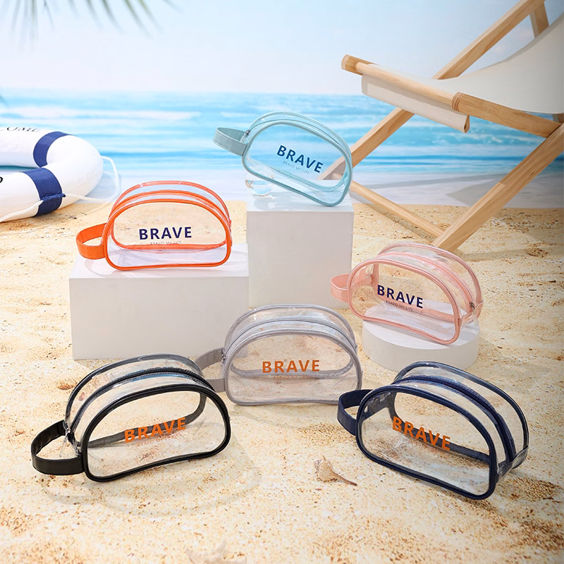 Pvc Clear Waterproof Zipper Seaside Toiletry Bag