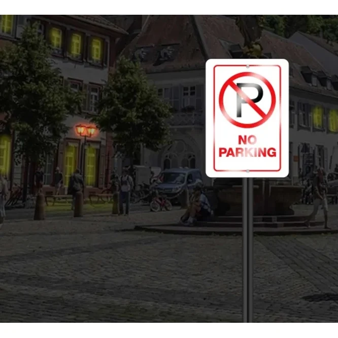 Reflective No Parking Signs- 1ft x 1ft (SQFT) 1