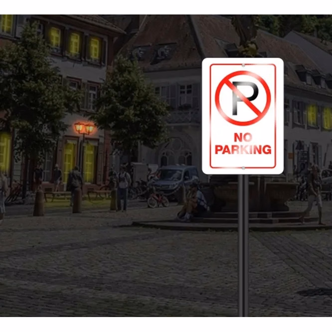 Reflective No Parking Signs- 1ft x 1ft (SQFT)