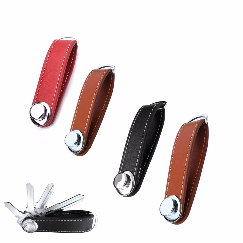 Rectangular Leather Keychain
