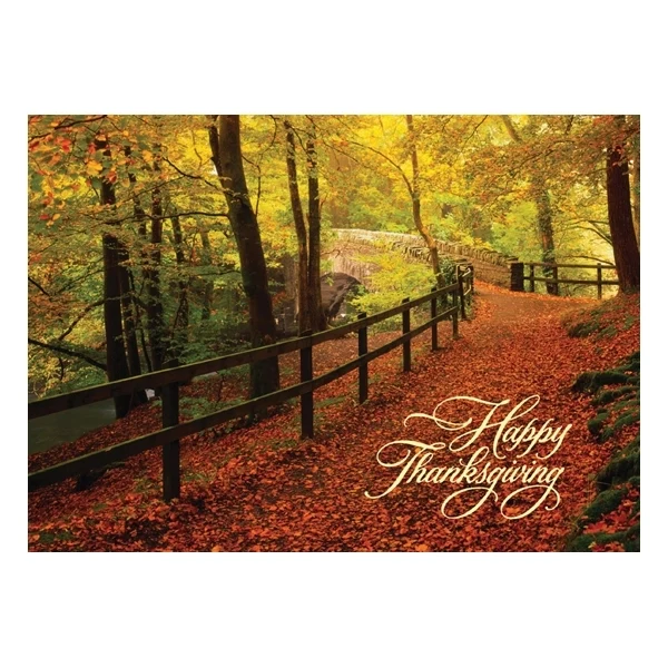Leaf-Strewn Lane Thanksgiving Card 1