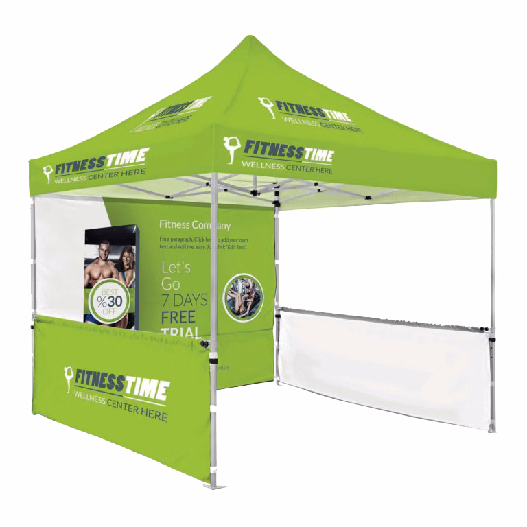 10'x10' Deluxe White Steel Frame Tent Kit w/Rear Wall & 2 Half Side Walls