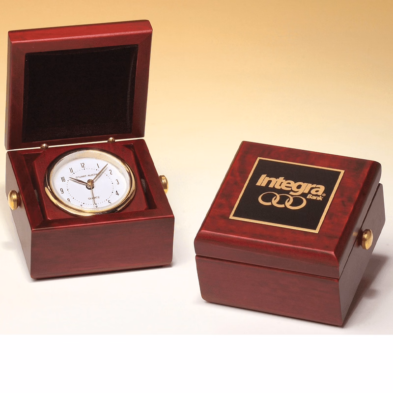 MAHOGANY FINISH BOX CLOCK