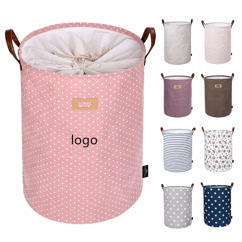 Drawstring Waterproof Cotton Collapsible Storage Basket