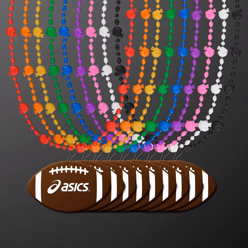 Sport Head Party Bead Necklaces with Football Medallions