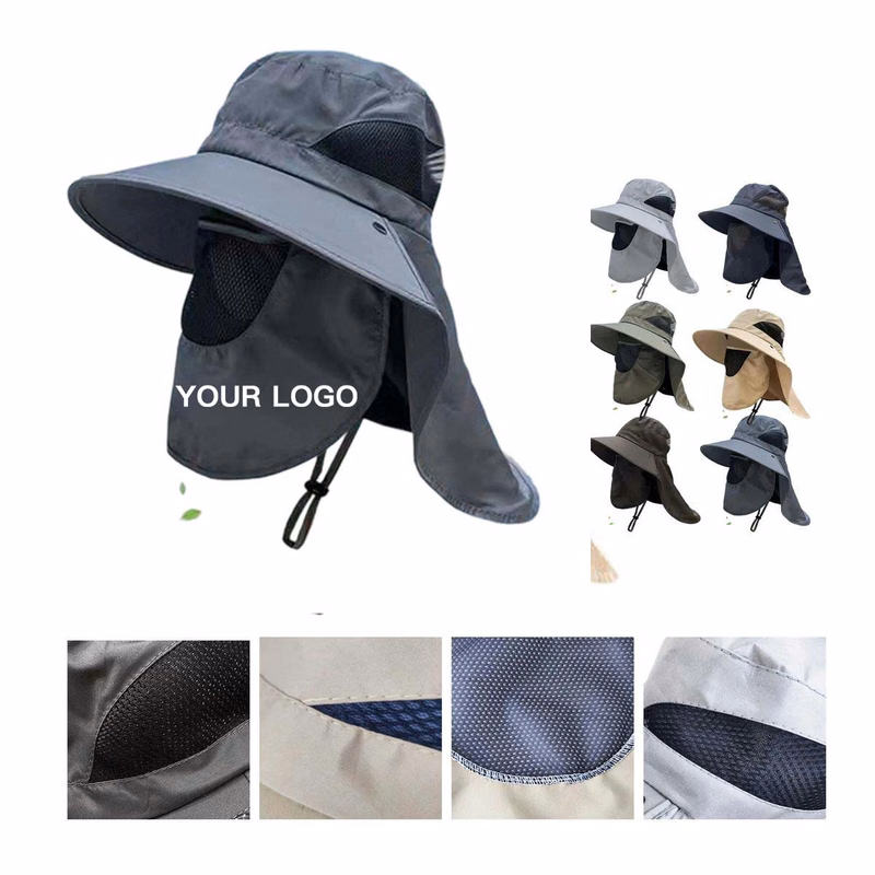 Men's Solid Color Sun Protective Shawl Hat