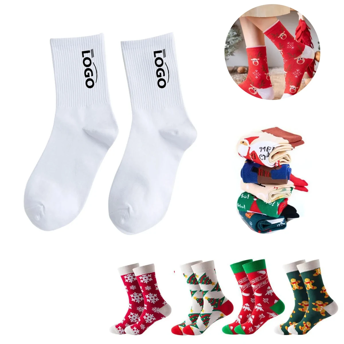 MOQ100 Custom Socks Christmas Snowman Holiday 1