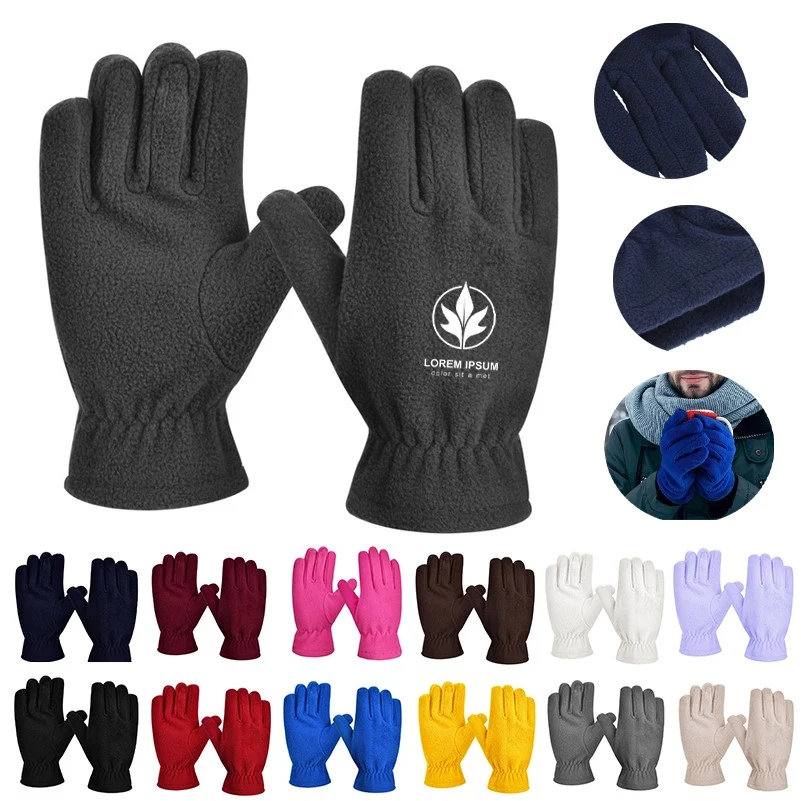 Winter Ski Warm Polar Thermal Fleece Five-fingered Gloves 1