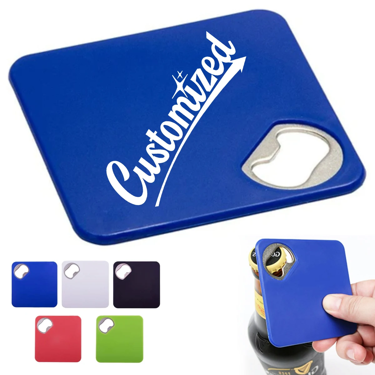 Flat Card Bottle Opener with Stainless Insert 1