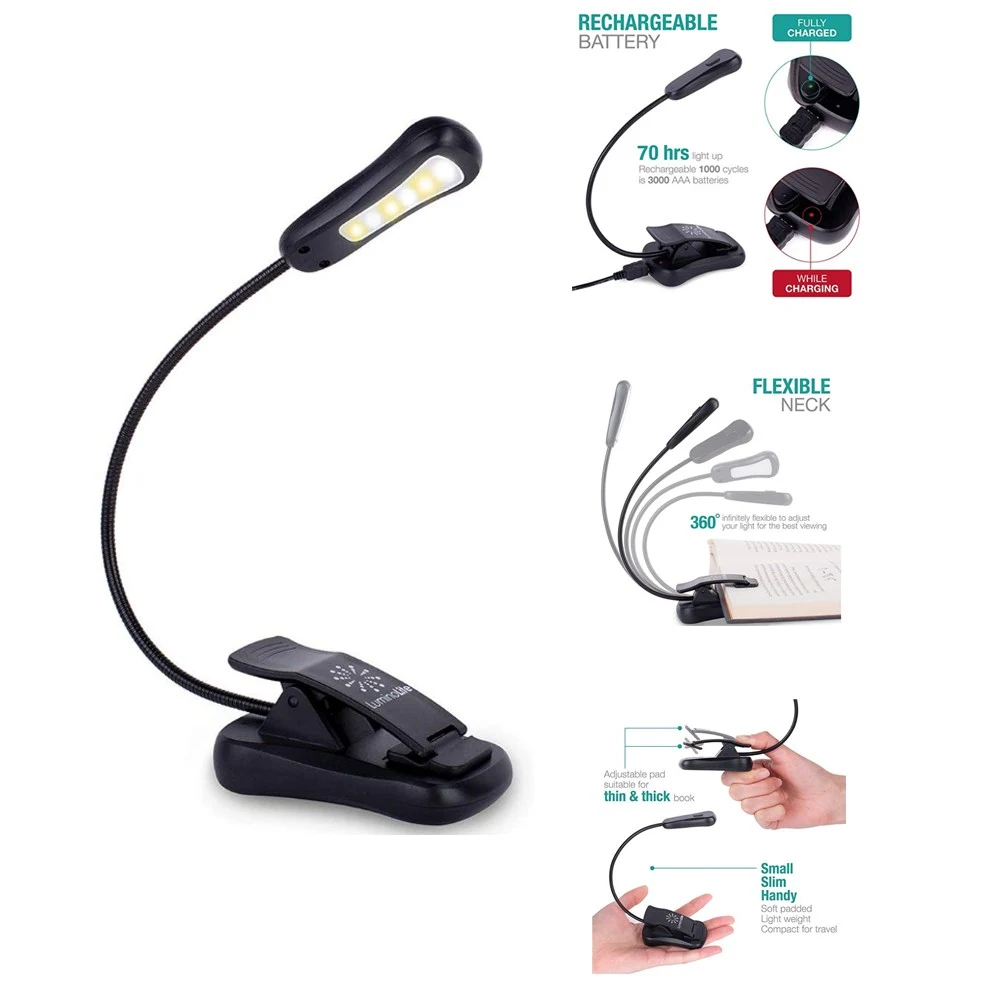Rechargeable Warm& White Led Book Light 1