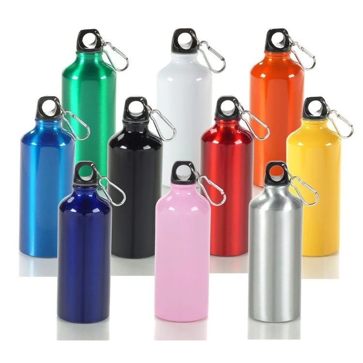 22 Oz. Aluminum Sports Bottle W/ Matching Color Carabiner (3 Days), custom water bottle with logo imprint 1