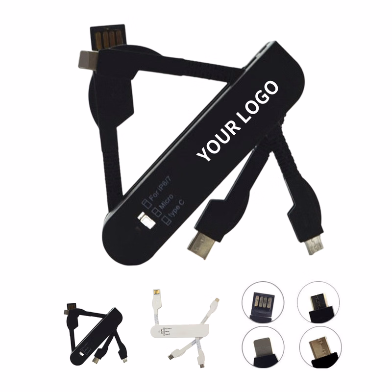 Portable Three In One Charging Lead Foldable 1" x 0.95" x 3.55"