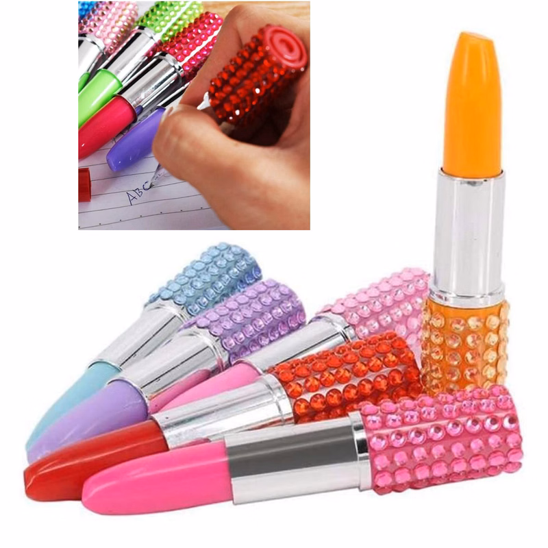 Rhinestone Lipstick Shape Ballpoint Ballpoint Pen