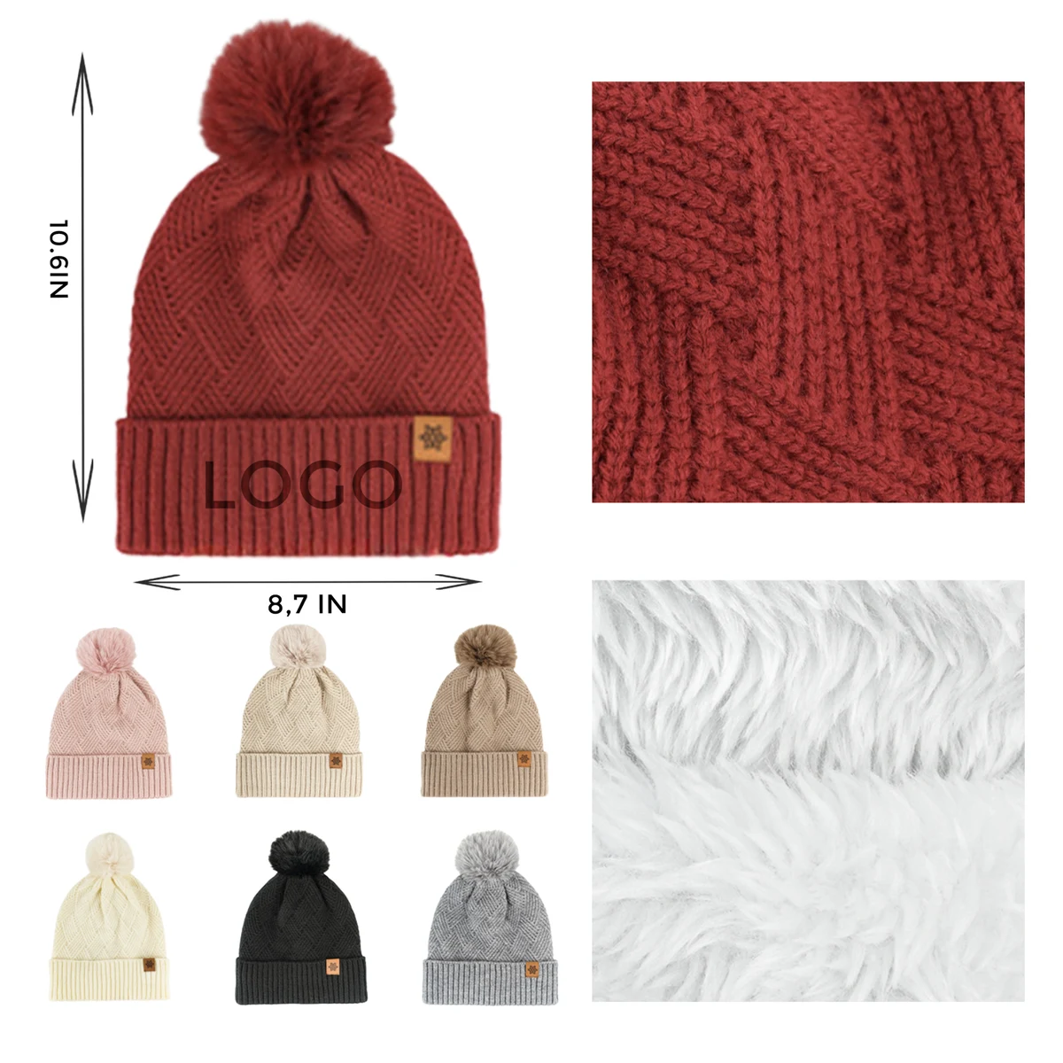 MOQ 10 PCS Cozy Warm Knitted Hat 1
