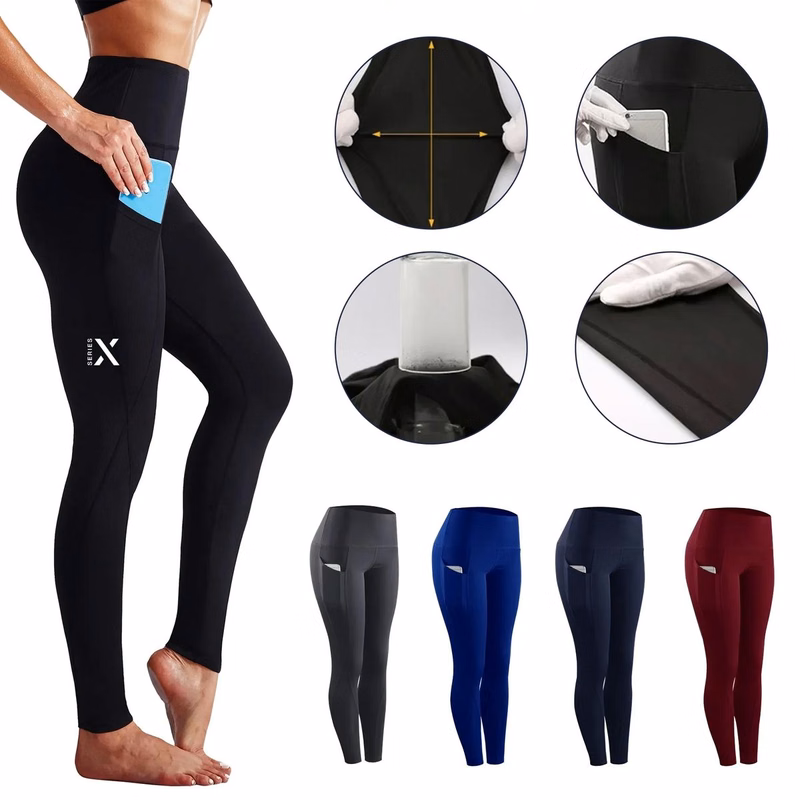 Womens High Waist Running Workout Yoga Leggings with Pockets