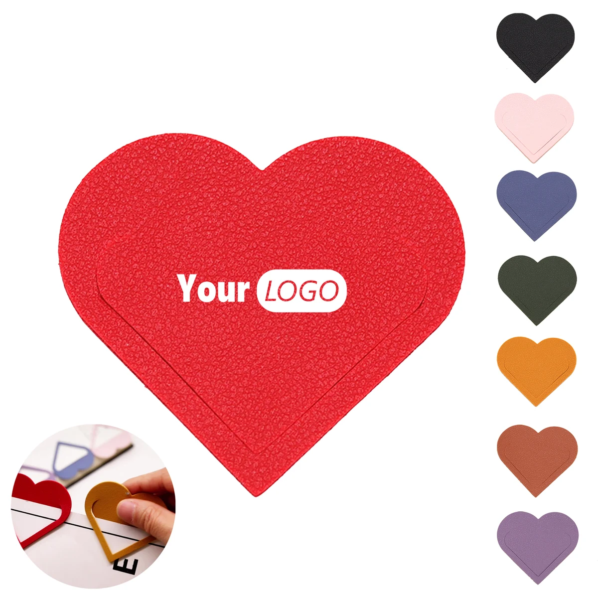 Heart-Shaped PU Leather Bookmark 1