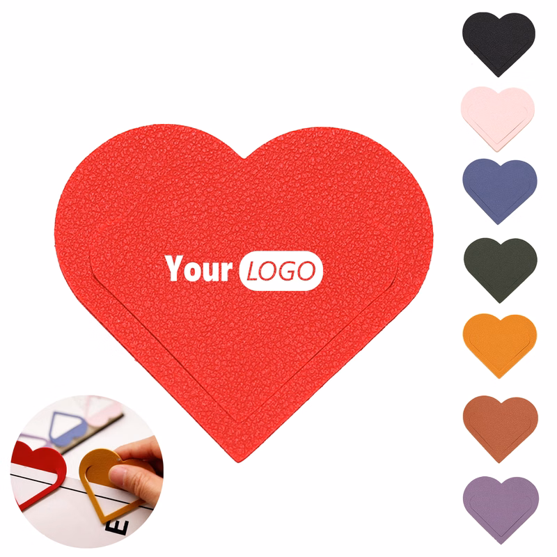 Heart-Shaped PU Leather Bookmark