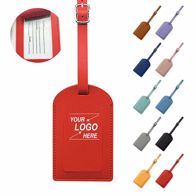 PU Leather Luggage Tag Adjustable Lanyard