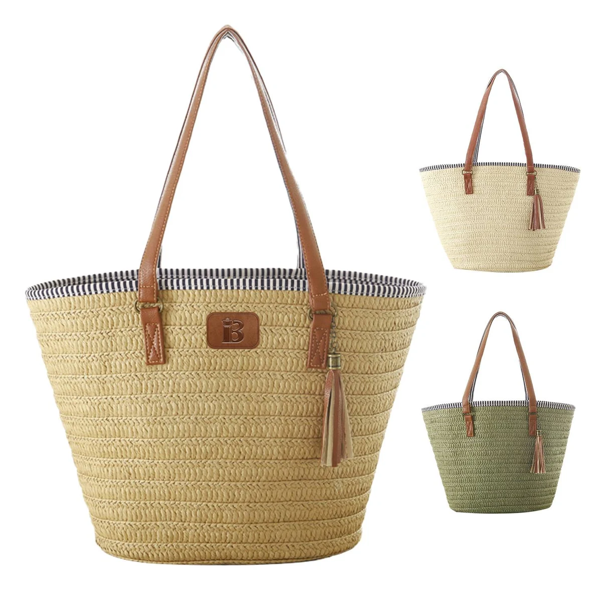 Straw Woven Tote Beach Shoulder Bag 1