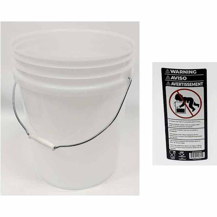 5 Gallon Plastic Bucket - White
