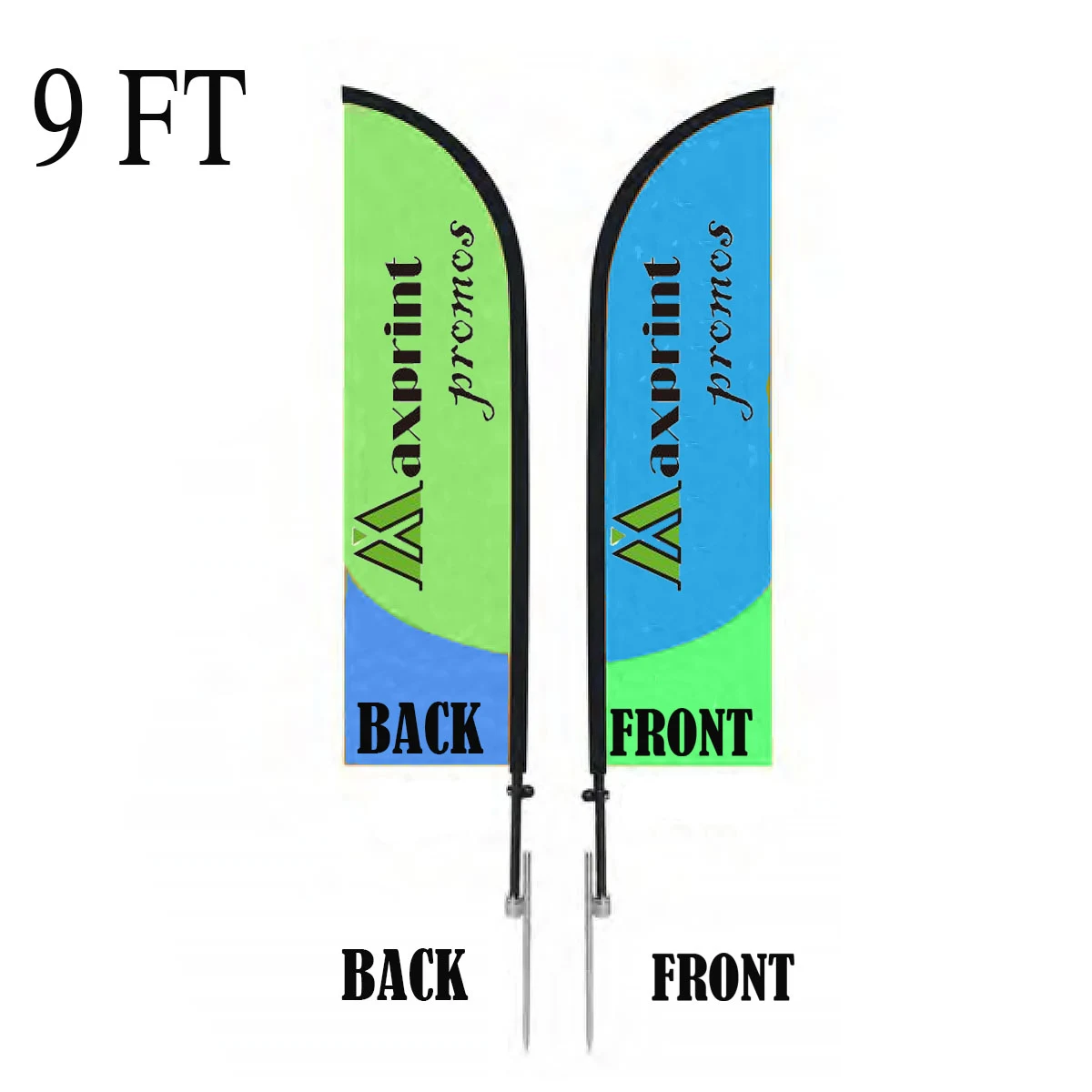 9' Custom Feather Flag Double Sided With Spike Base 1