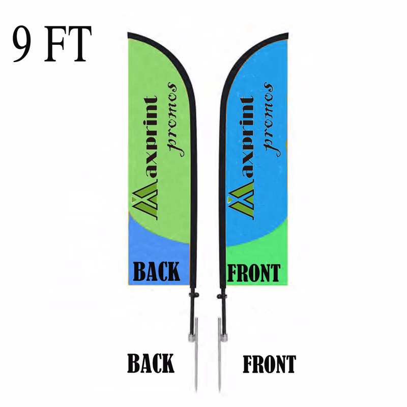 9' Custom Feather Flag Double Sided With Spike Base