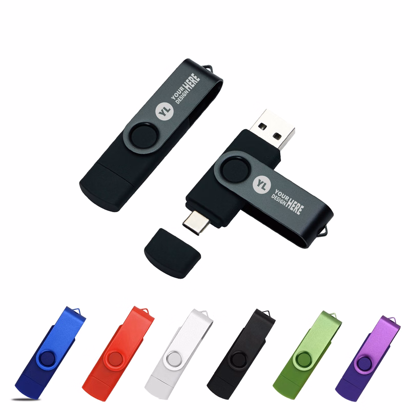 Rotating Type-C Dual Interface Metal USB Drive