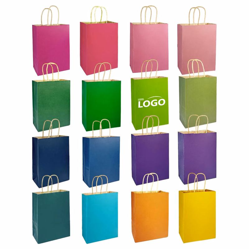 Vibrant Kraft Paper Gift Bags with Handles