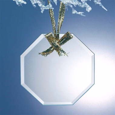 Beveled Jade Glass Ornament - Octagon