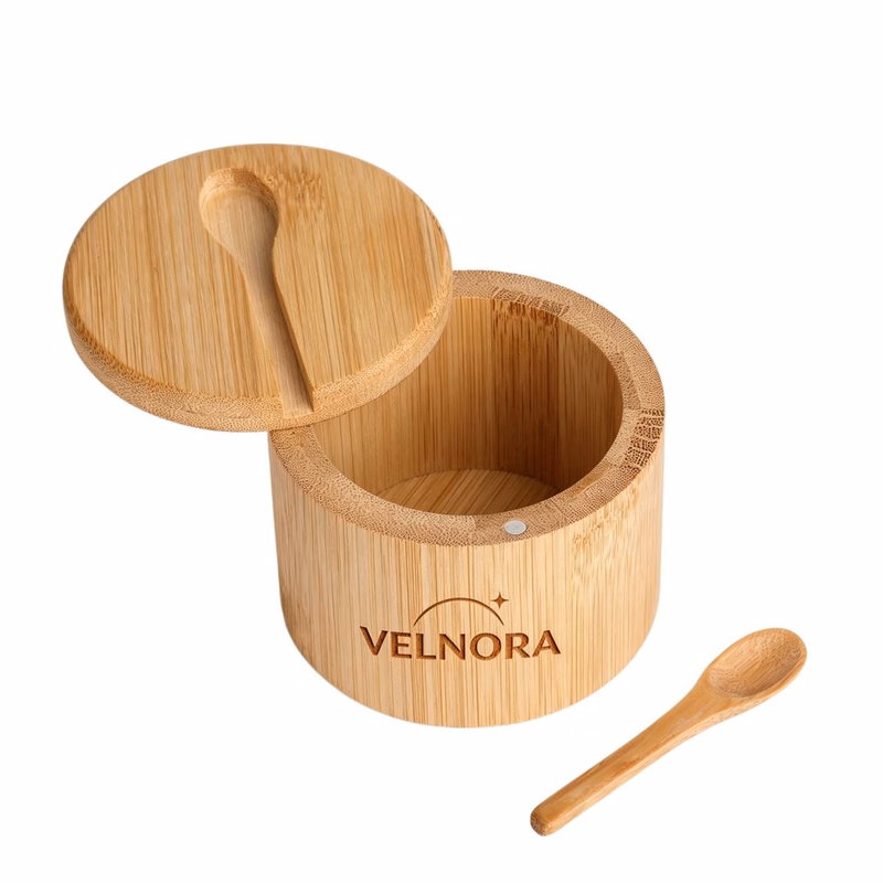 Bamboo Salt Cellar With Bamboo Spoon