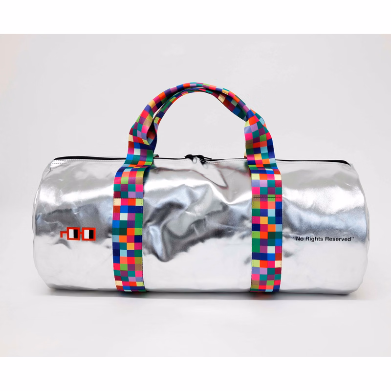 Custom Round Metallic Silver Duffle Bag