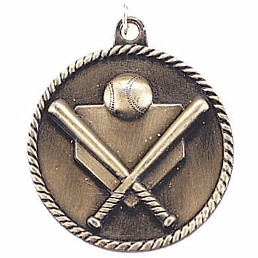 Baseball High Relief Medal, 2"