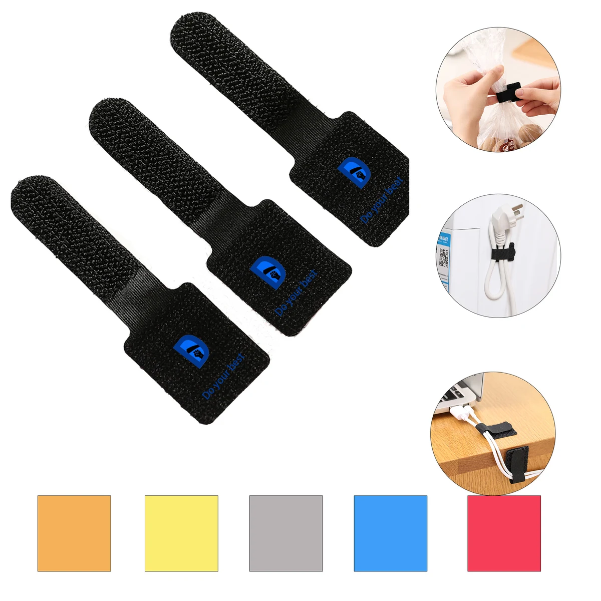 Blended Adhesive hook and loop Cable Ties 1