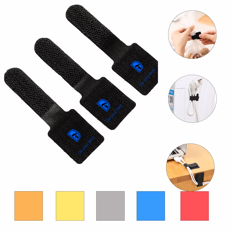 Blended Adhesive hook and loop Cable Ties