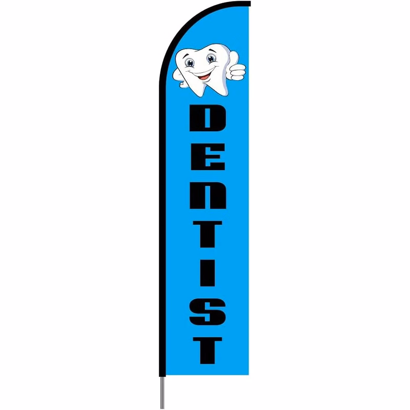 Dentist Sign Feather Flag Swooper Banner Pole Kit Outdoor Business Advertising Display, 15ft