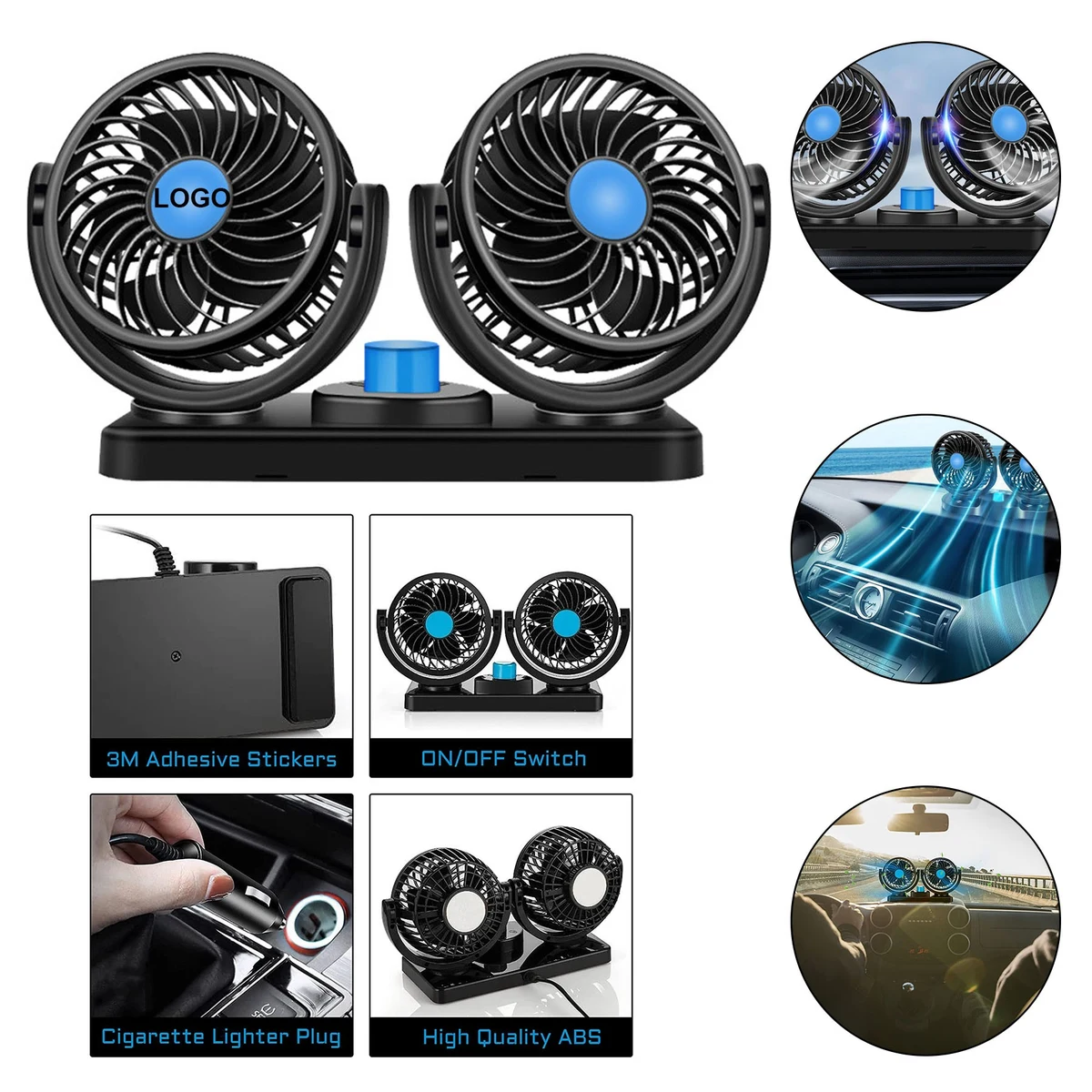 360 Degree Rotatable 12V USB Car Cooling Fan 1