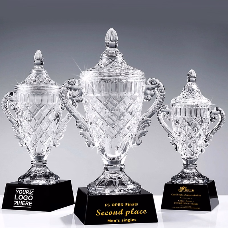 Glass crystal cup trophy award