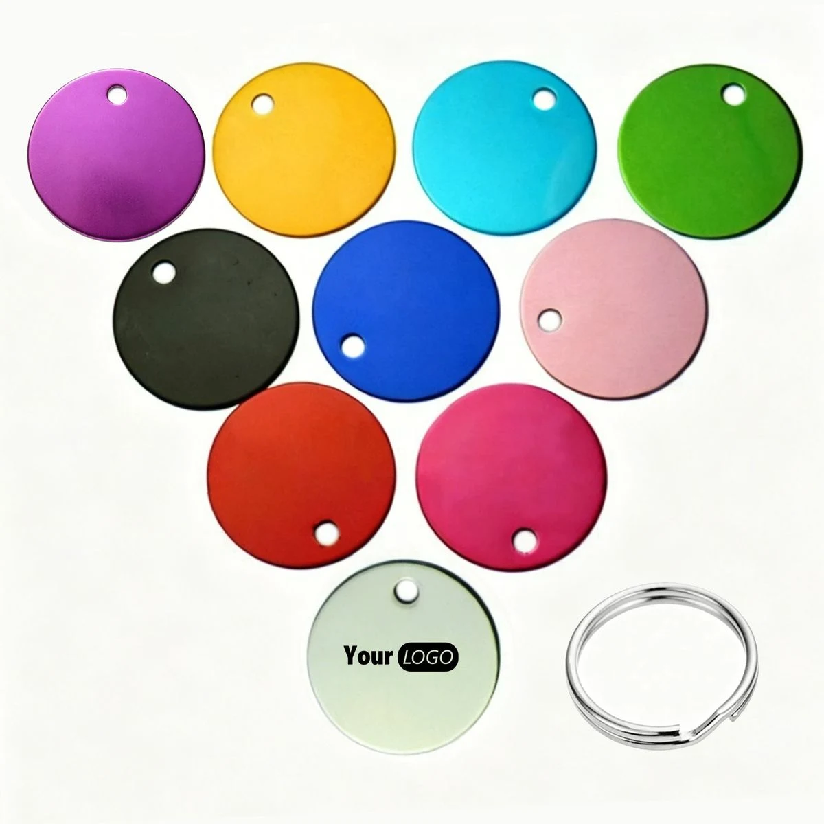 Multi Color Round Blank Pendant Keychain Plate 1