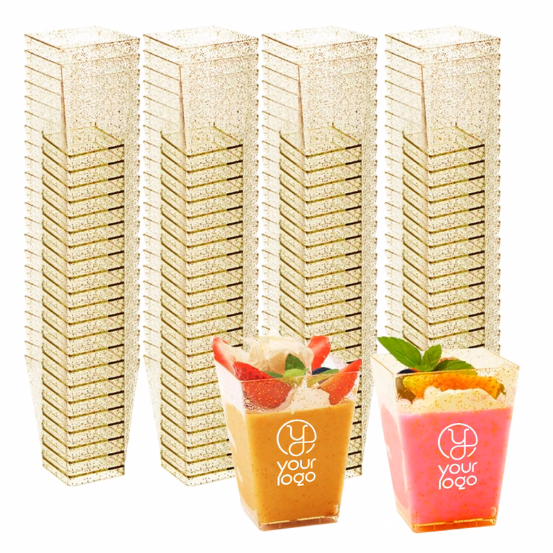 5oz Gold Disposable Square Dessert & Mousse Cups