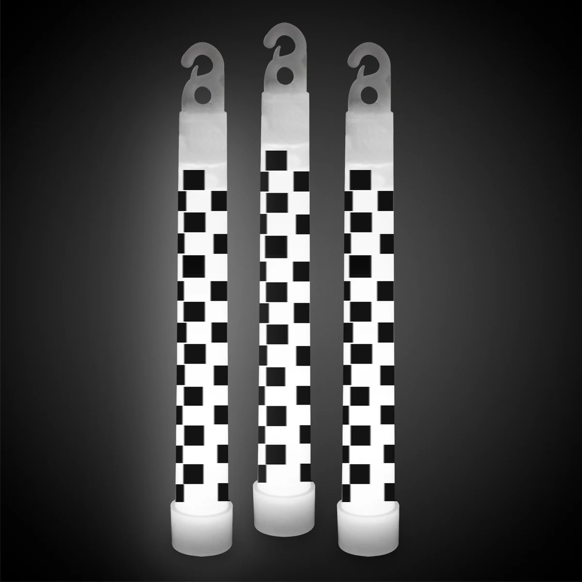 Premium White Checkered Flag Glow Sticks 1