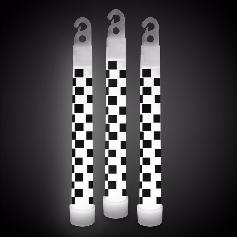 Premium White Checkered Flag Glow Sticks