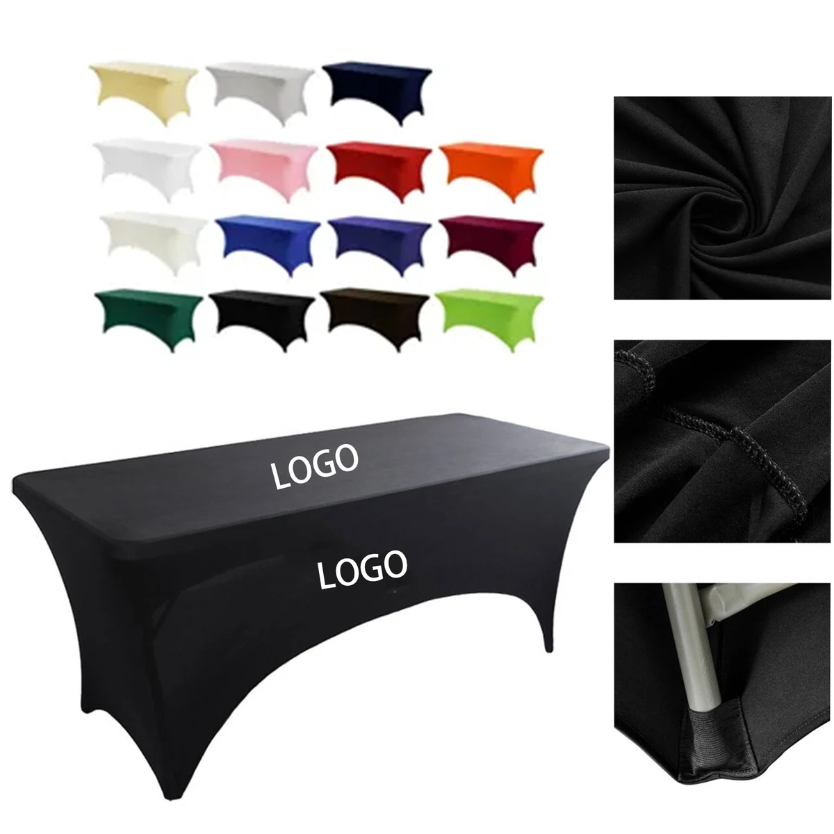 6FT Customizable Polyester Tablecloth Stretch 1