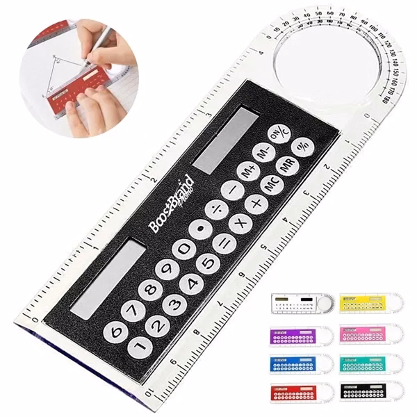 Custom 5.2 Inch Multifunction Ruler Magnifier Calculator — Student Office Desk Essential