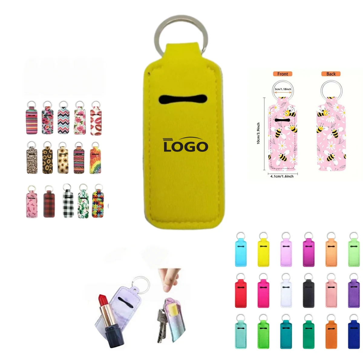 Neoprene Lip Balm Holder Keychain 1