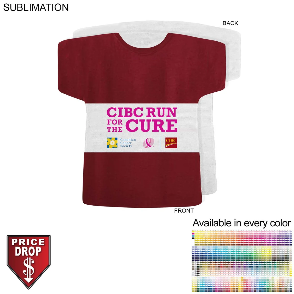 Sponsorship Shirt Shape Microfiber Dri-Lite Terry Keepsake Towel, 18x17, Sublimated Front Side 1