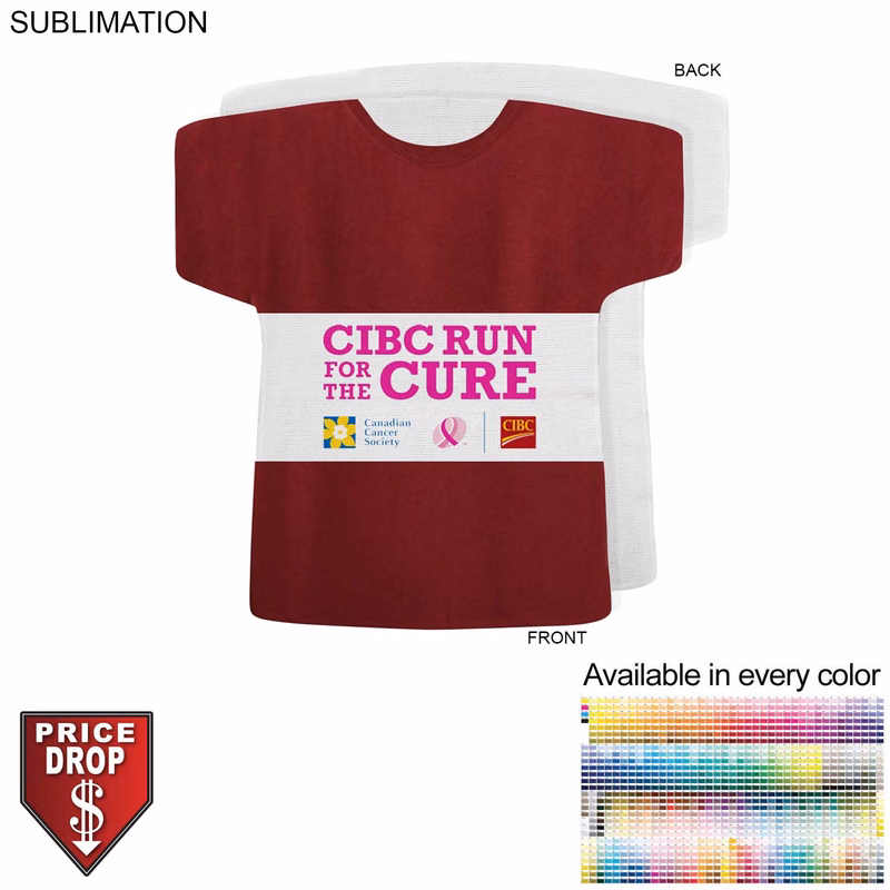Sponsorship Shirt Shape Microfiber Dri-Lite Terry Keepsake Towel, 18x17, Sublimated Front Side